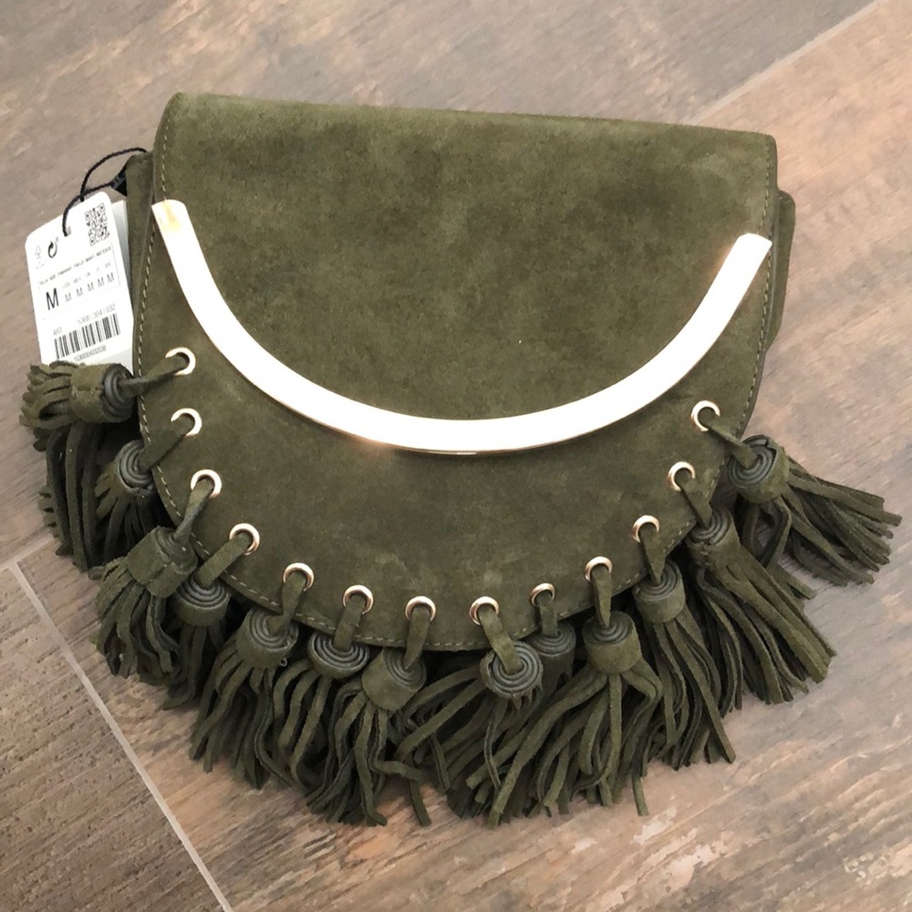 Zara Olive Tassel Crossbody